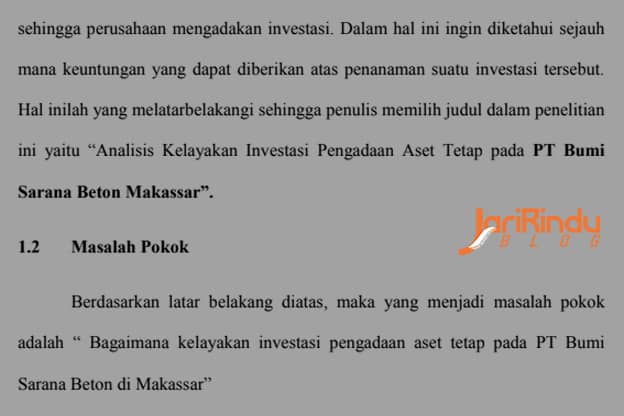 Analisis Kelayakan Investasi Pengadaan Aset Tetap Pada PT Bumi Sarana Beton di Makassar Skripsi: Analisis Kelayakan Investasi Pengadaan Aset Tetap