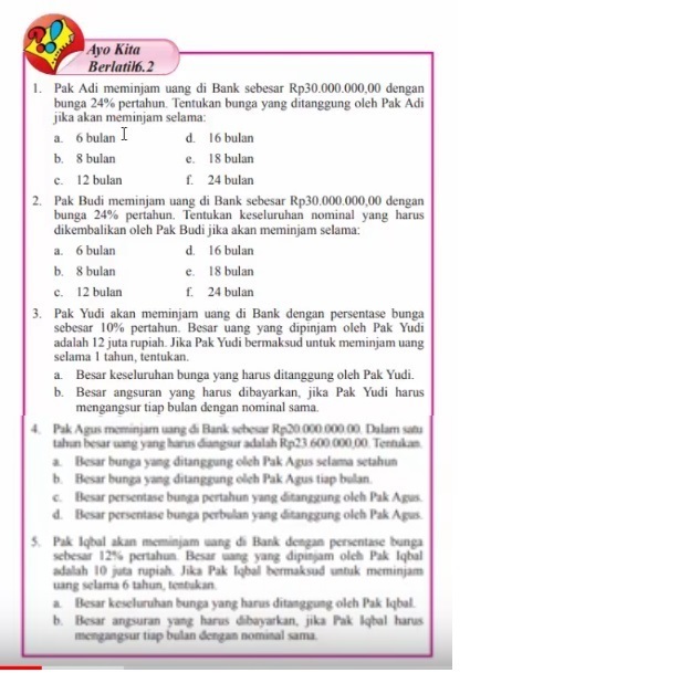 Apa jawaban ayo kita berlatih 6.2 kls 7 semester 2 matematika 