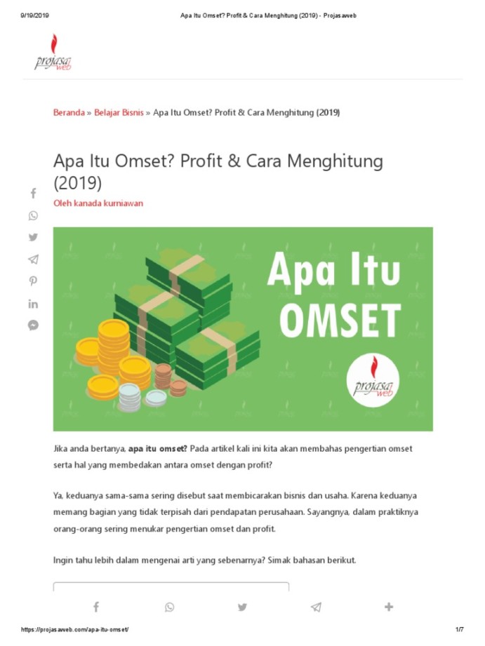 Apa Itu Omset - Profit & Cara Menghitung () - Projasaweb PDF  PDF
