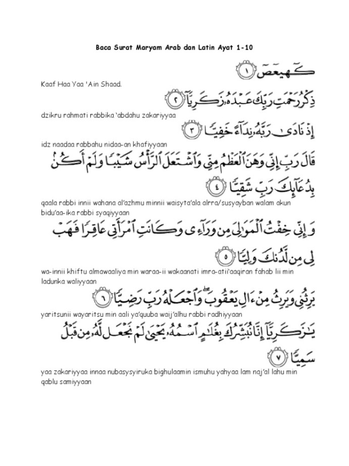 Baca Surat Maryam Arab Dan Latin Ayat   PDF