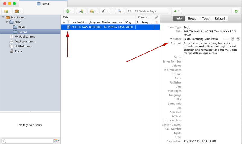 Menambahkan sumber bibliografi ke Zotero