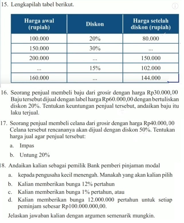 Kunci jawaban matematika kelas 7 semester 2 ayo kita berlatih 6.2 nomor 15 ,16,17,18