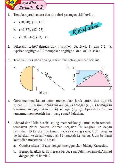 Matematika kls 8 semester 2 ayo kita berlatih 6.2