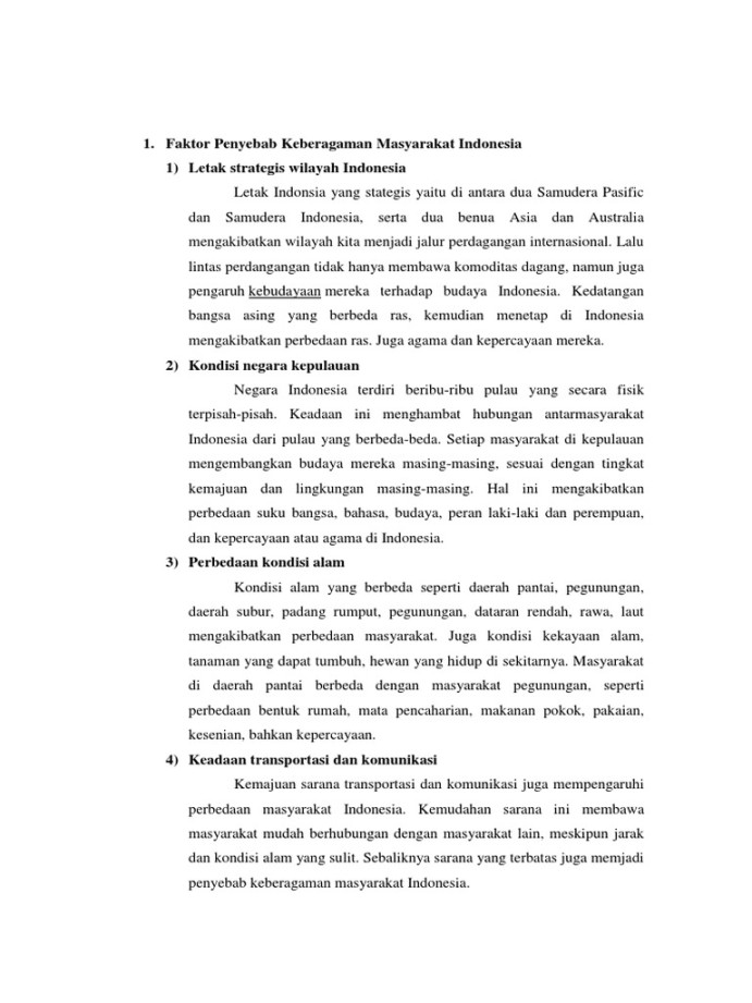 Faktor Penyebab Keberagaman Masyarakat Indonesia  PDF