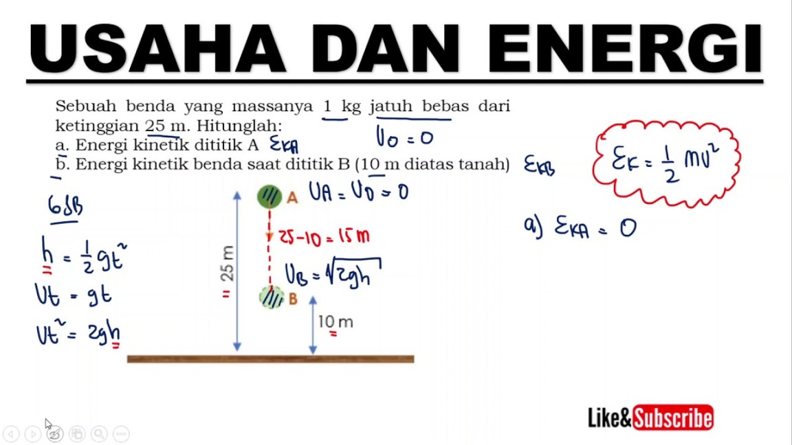 MENGHITUNG ENERGI KINETIK BENDA PADA GERAK JATUH BEBAS (GJB)  Usaha dan  Energi Fisika SMA Kelas