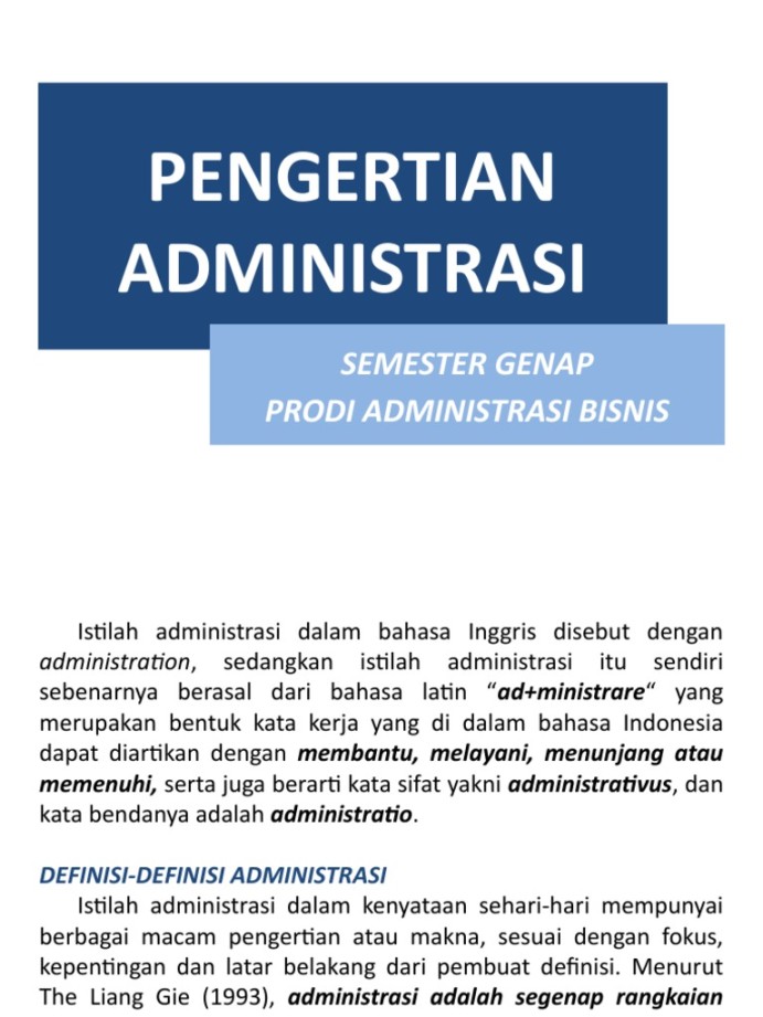 Pengertian Administrasi  PDF