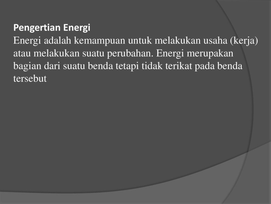 PENGERTIAN ENERGI DAN SUMBER ENERGI - ppt download
