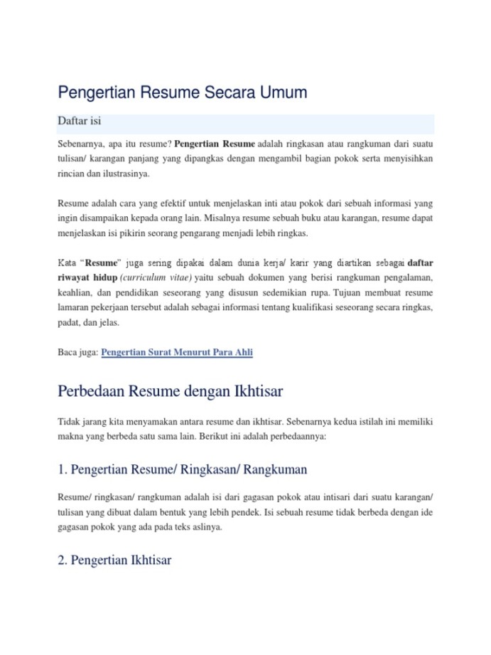 Pengertian Resume Dan Analisis  PDF
