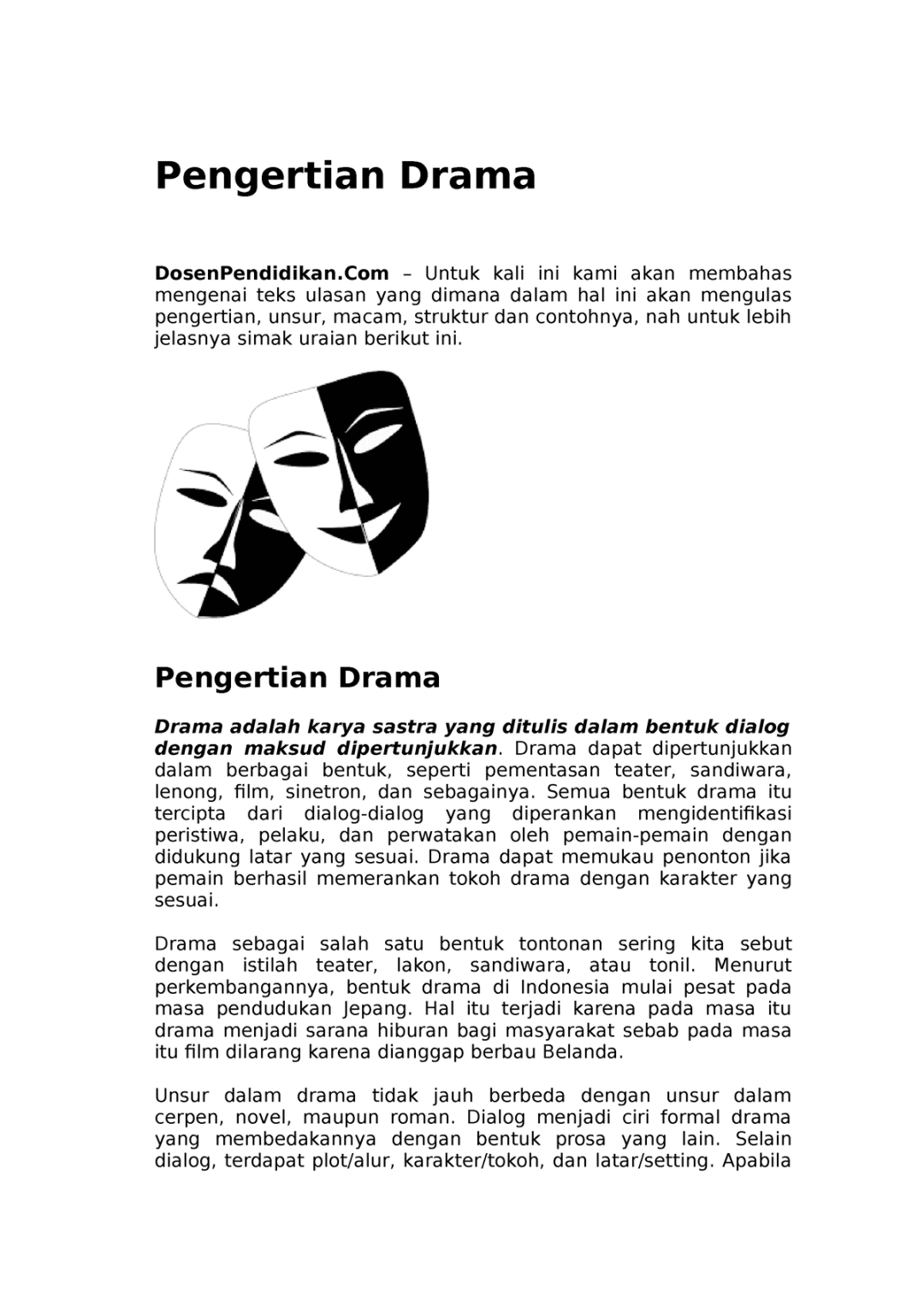 Ppt TM , Tambahan, Pengertian drama dst - Pengertian Drama