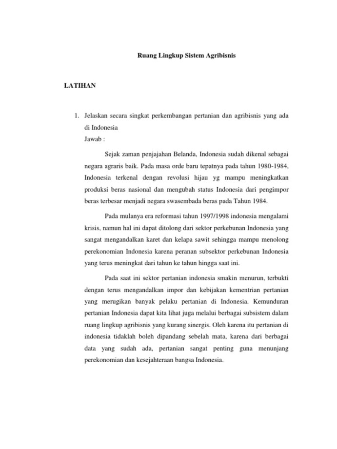 Ruang Lingkup Sistem Agribisnis  PDF