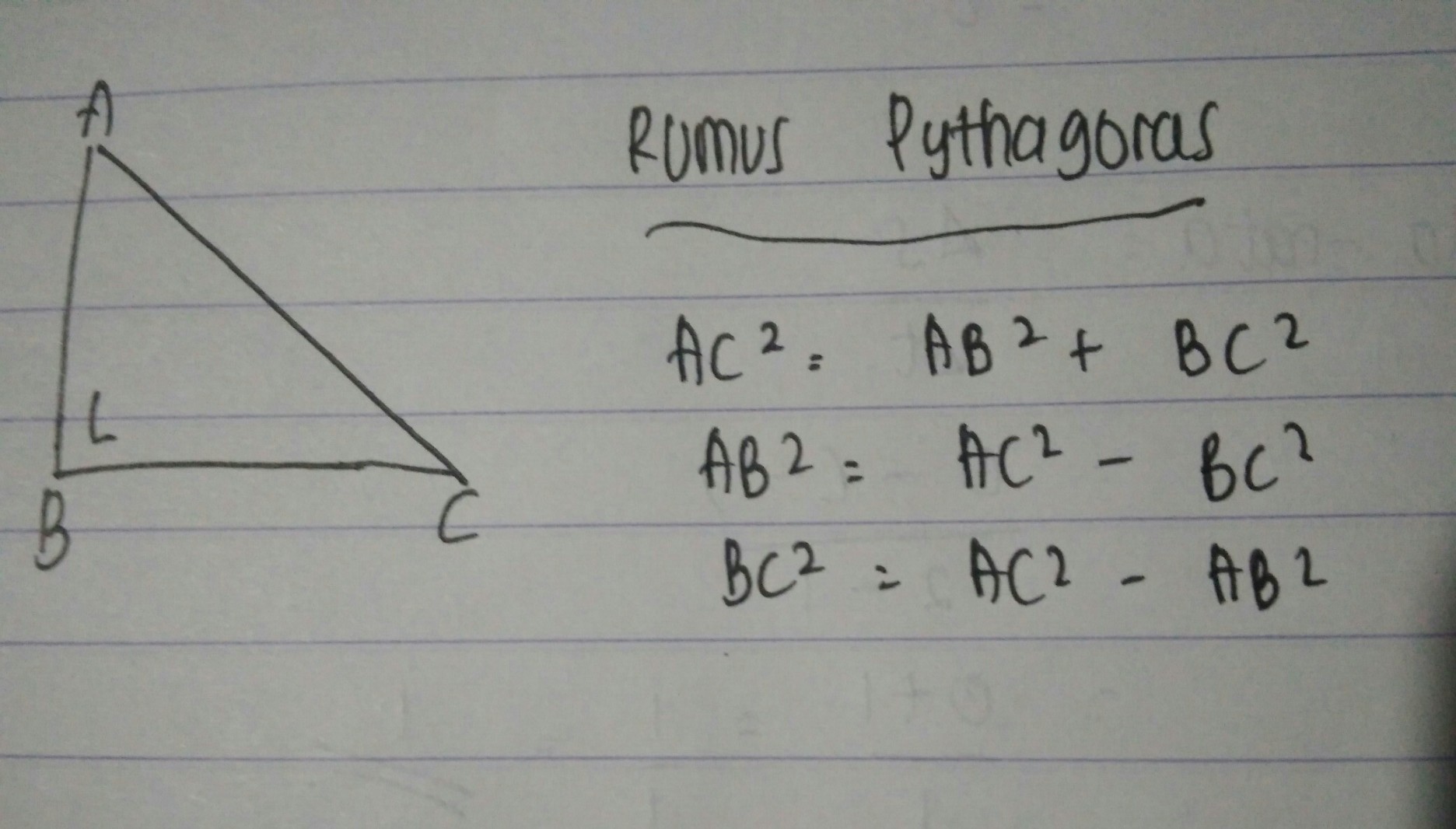 Rumus pythagoras yang benar untuk segitiga siku-siku - Brainly.co