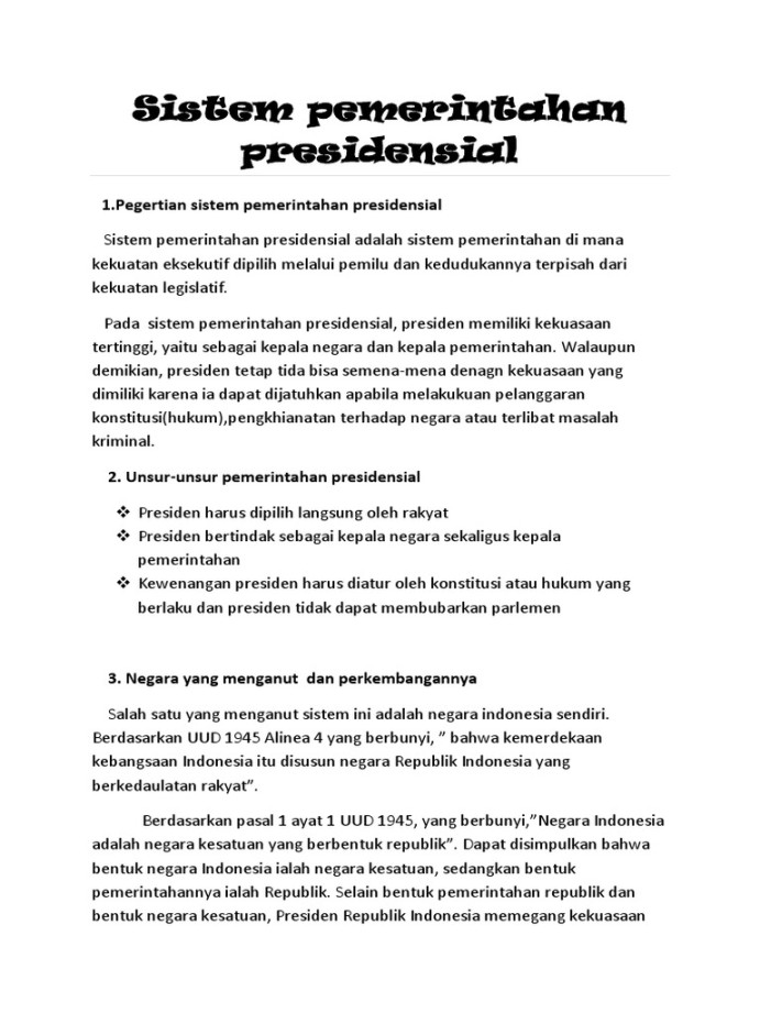 Sistem Pemerintahan Presidensial  PDF