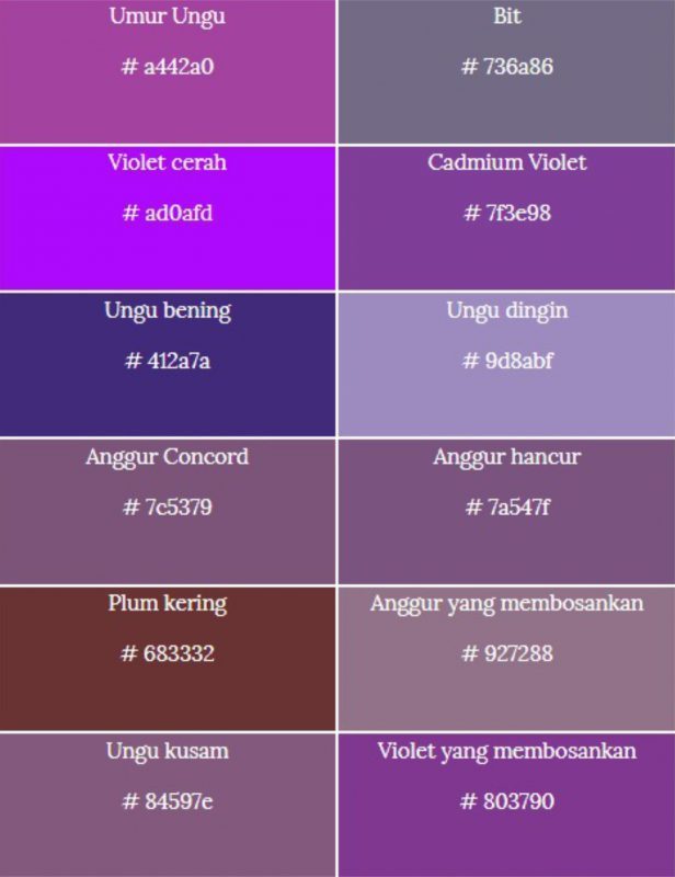 macam-macam warna ungu & kode ungu 2