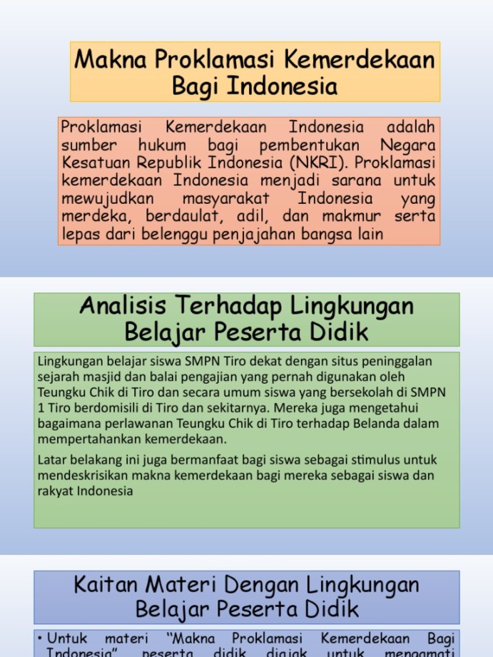 Analisis Materi Makna Proklamasi Kemerdekaan Bagi Indonesia  PDF