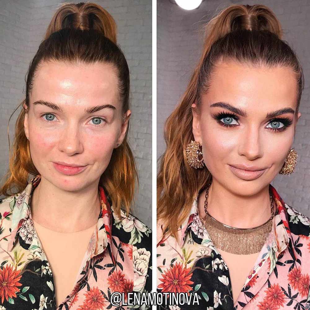 Before and After Makeup with Smokey Eyes