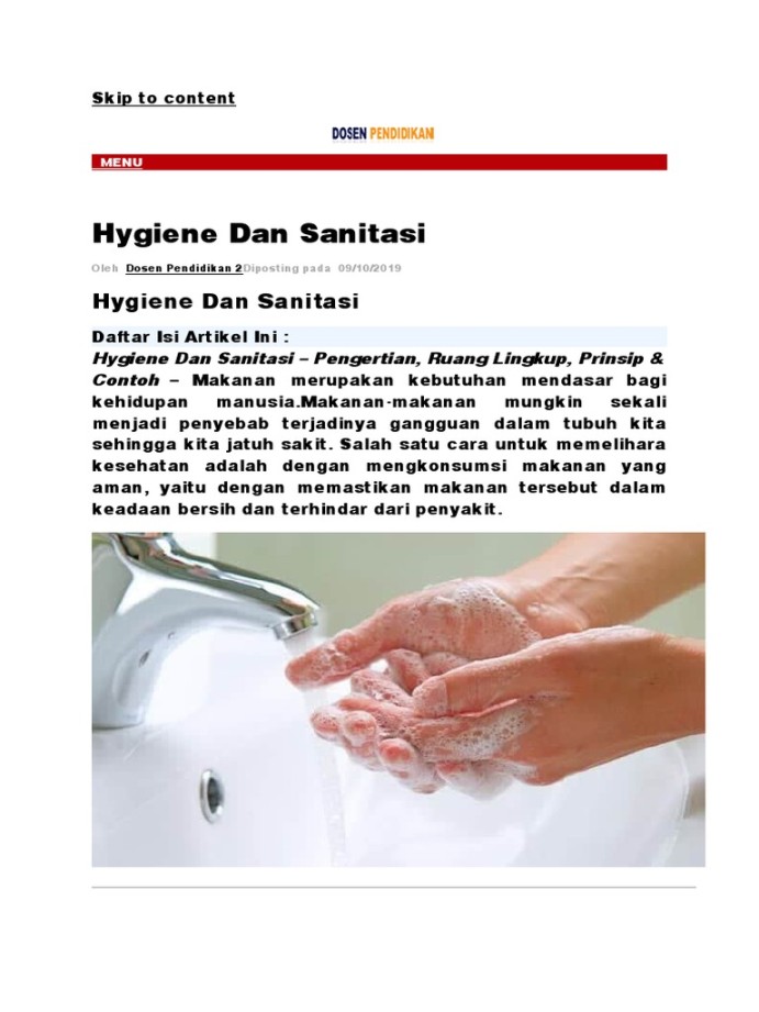 Hygiene Dan Sanitasi  PDF