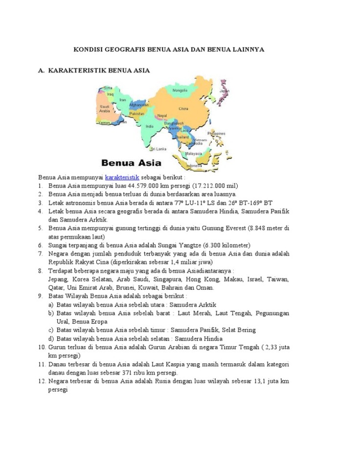 Kondisi Geografis Benua Asia Dan Benua Lainnya  PDF