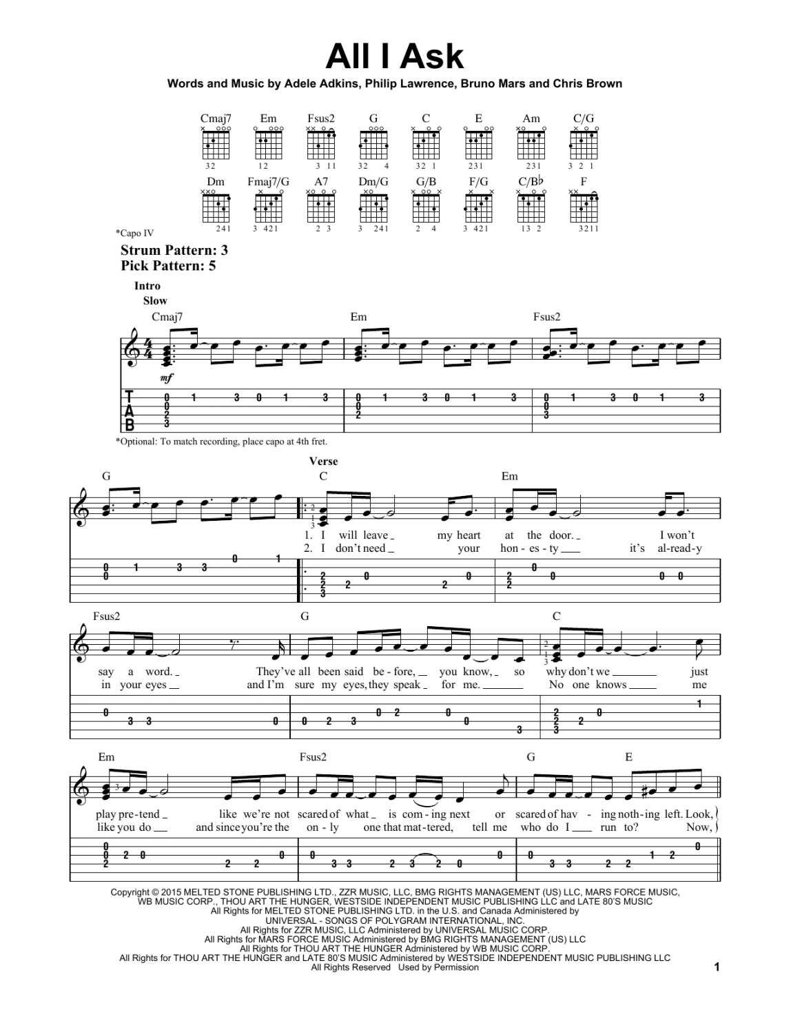 All I Ask by Adele - Easy Guitar Tab - Guitar Instructor