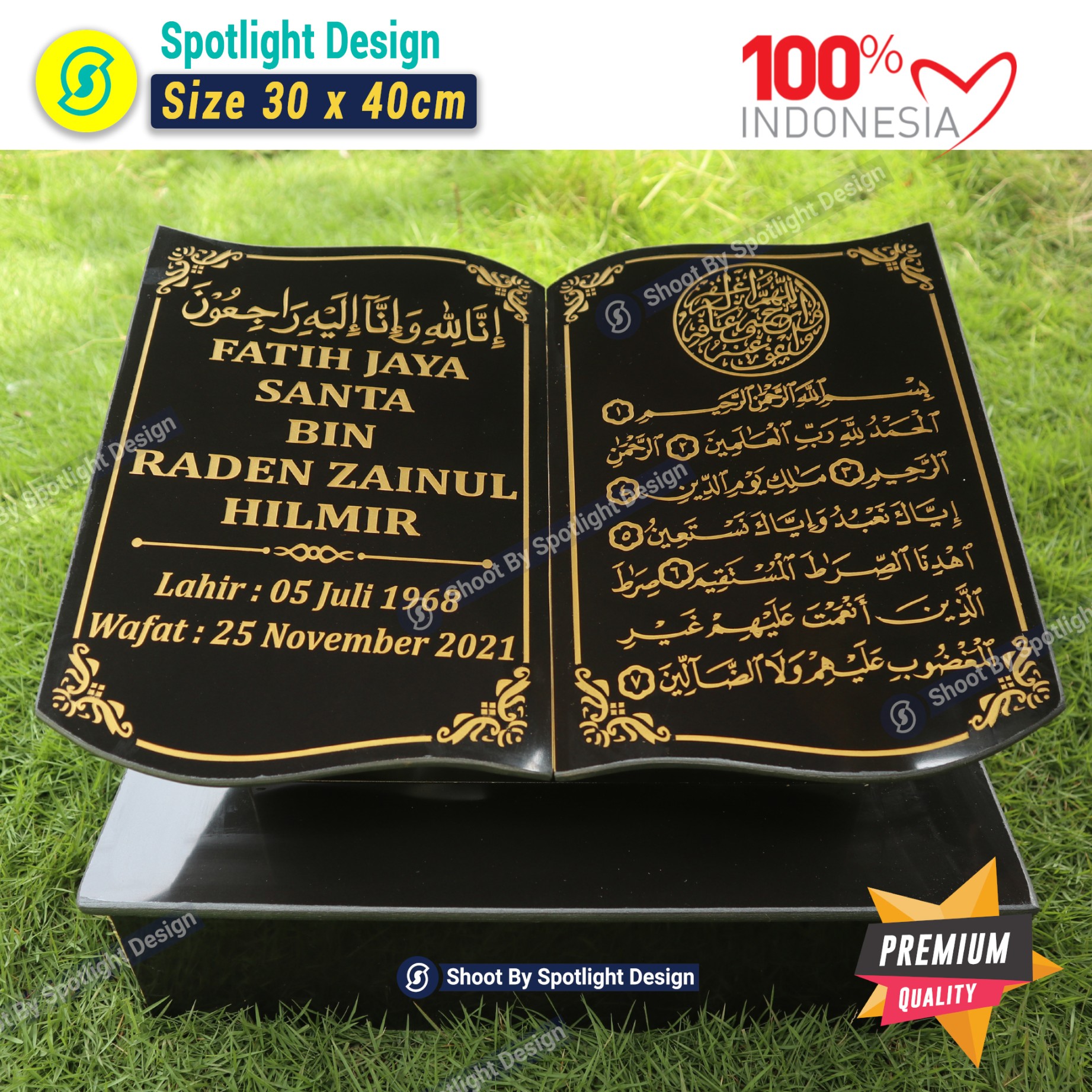 Batu Nisan Makam/Kuburan Muslim/Islam plus Dudukan Bentuk Buku