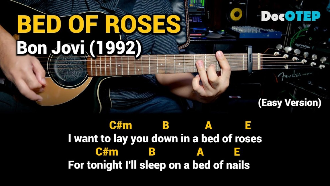 Bed Of Roses - Bon Jovi (Easy Guitar Chords Tutorial with Lyrics)