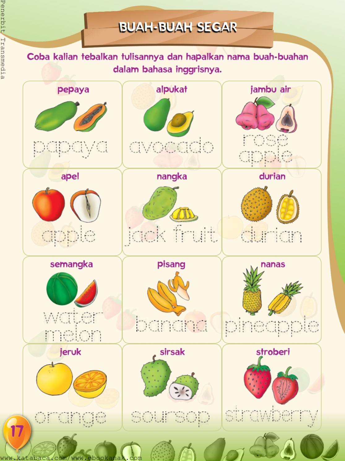 Belajar Mengenal Buah-Buahan dalam Bahasa Inggris  Ebook Anak