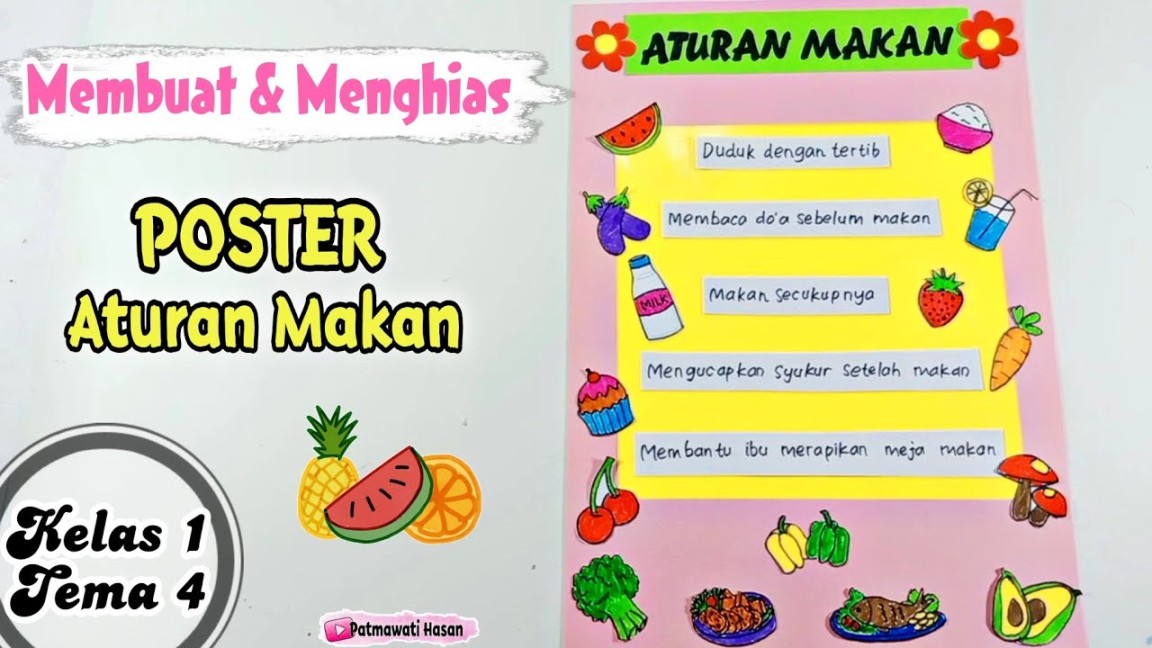 Cara Membuat Poster Aturan Makan  Membuat Aturan Makan Di Rumah  SBDP  Kelas  Tema