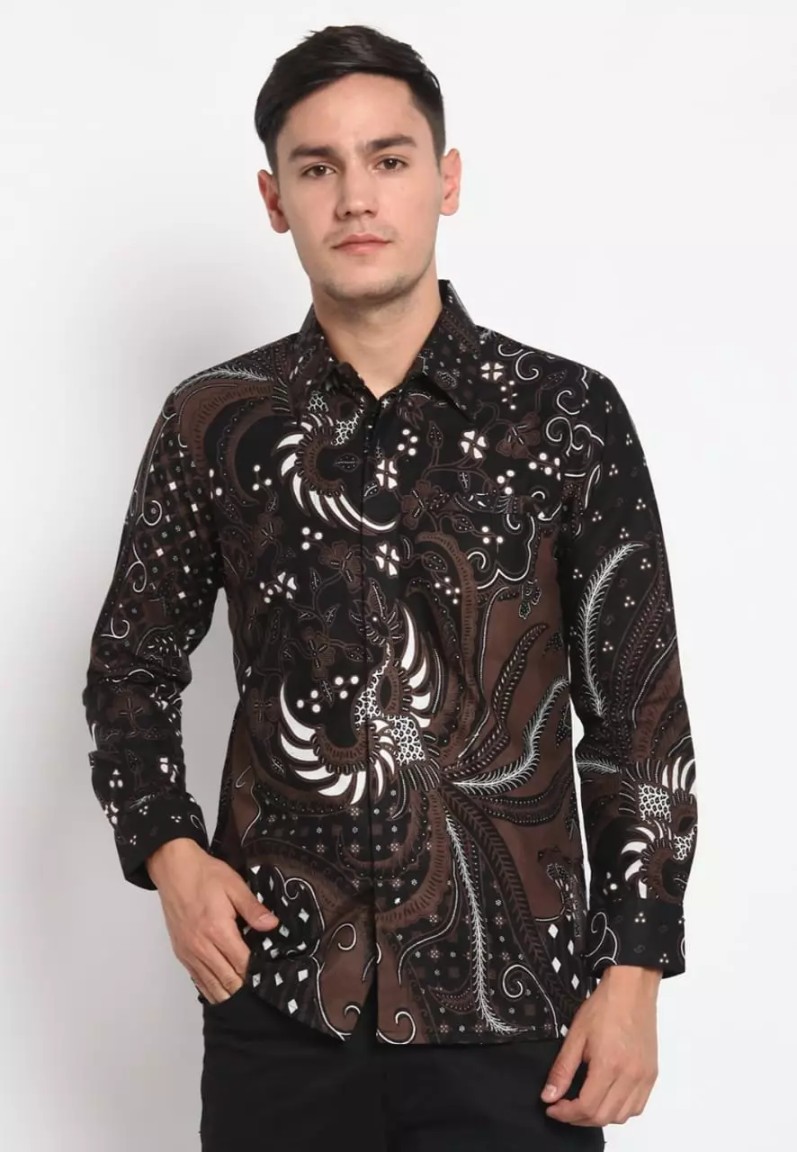 Kemeja Batik Pria Premium Slimfit Elegant Modern Lengan Panjang Sweta