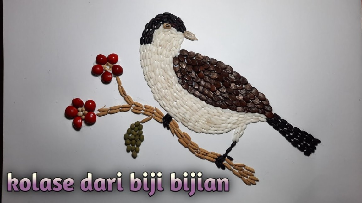 kolase burung dari biji bijian  bird collage