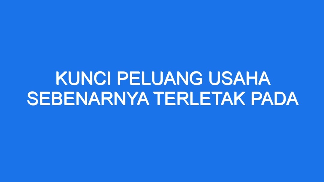 Kunci Peluang Usaha Sebenarnya Terletak Pada