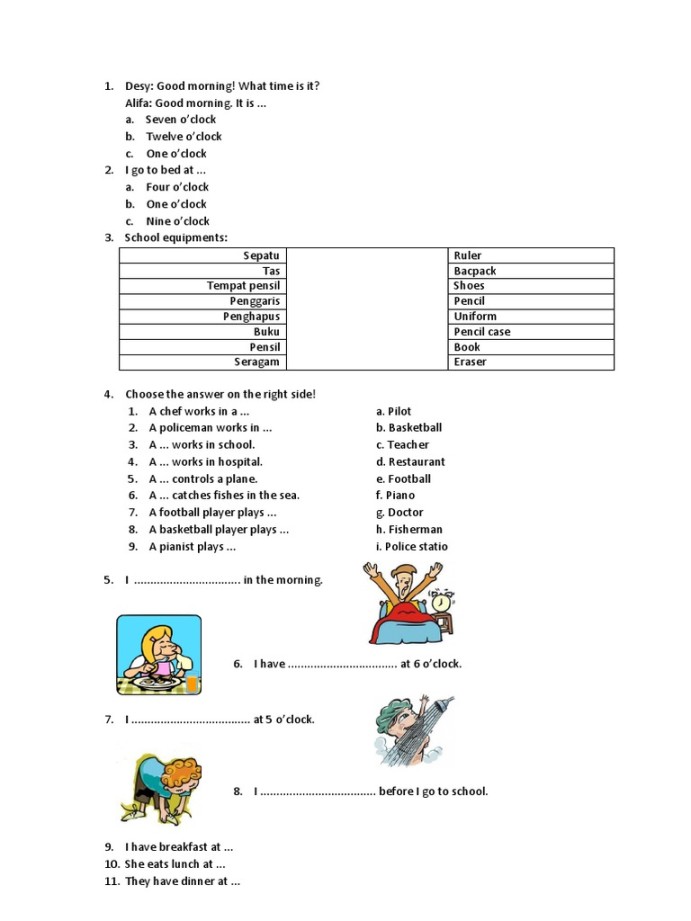 Latihan Soal Bahasa Inggris Kelas  SD  PDF