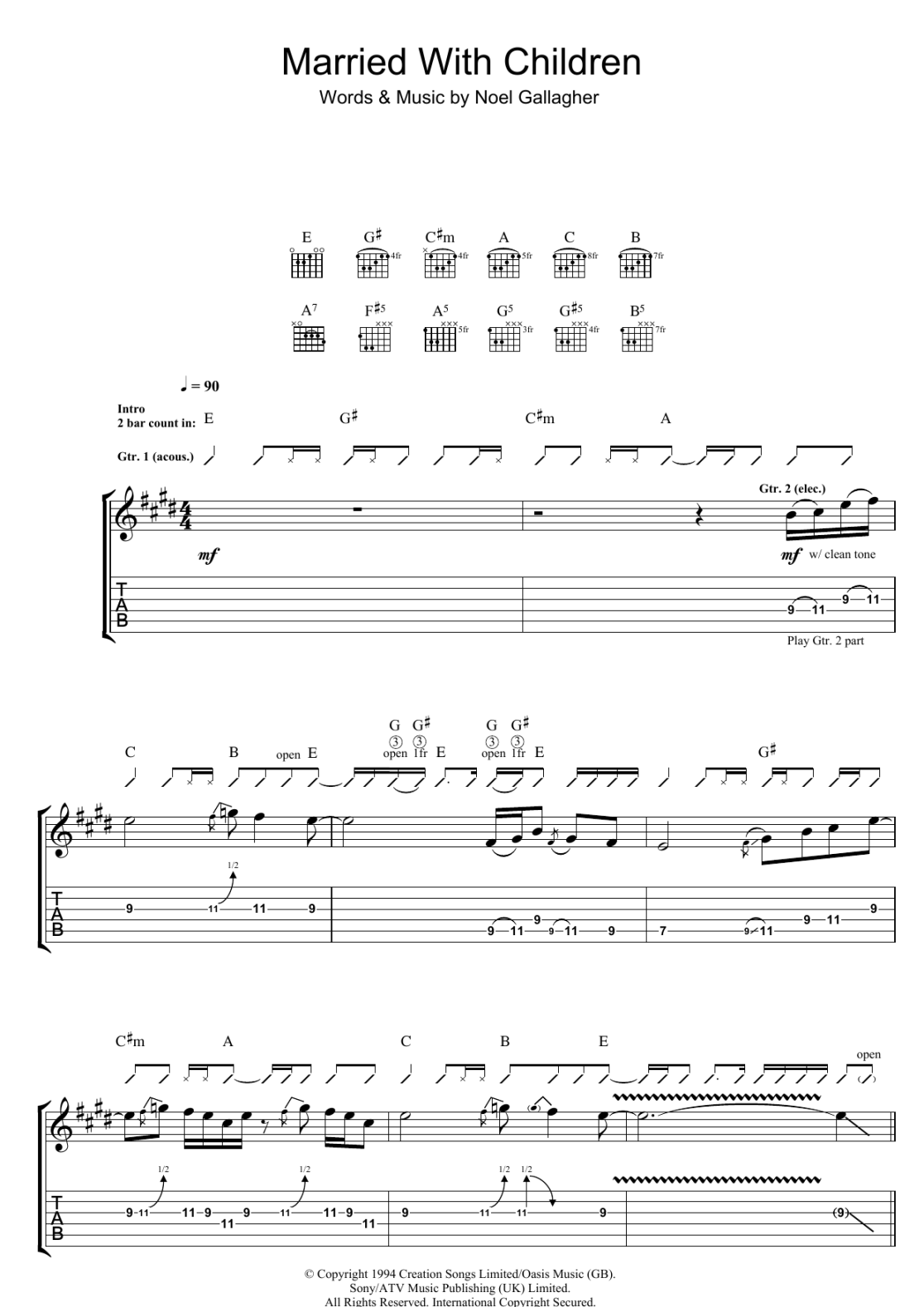 Married With Children by Oasis - Guitar Tab - Guitar Instructor