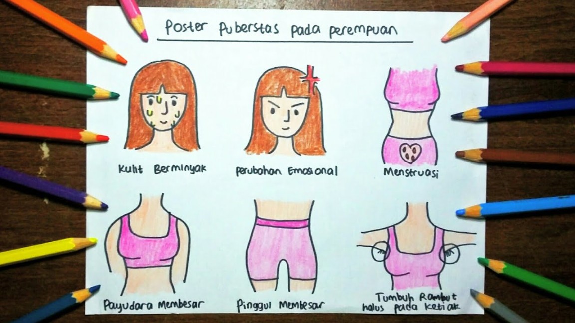 Menggambar Poster Pubertas Mudah ( Perempuan )