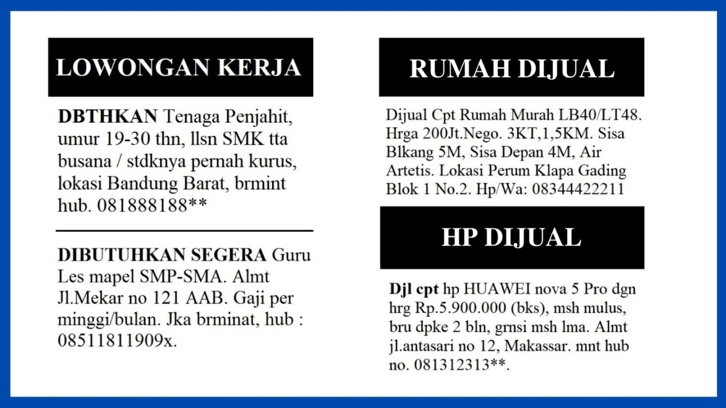 Pengertian Iklan Baris, Iklan Kolom Iklan Display & Iklan Advertorial