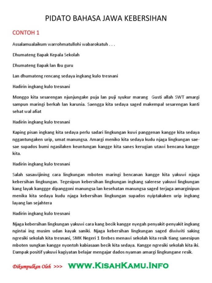 Pidato Bahasa Jawa Kebersihan  PDF