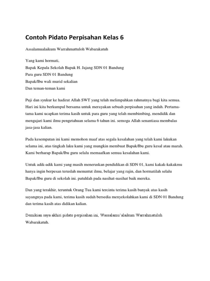 Pidato Perpisahan Kelas   PDF