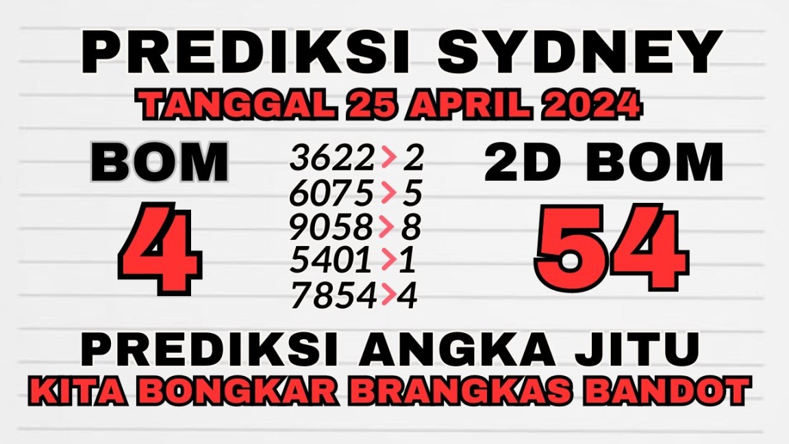 PREDIKSI SIDNEY HARI INI  APRIL   BOCORAN SDY JITU  RUMUS