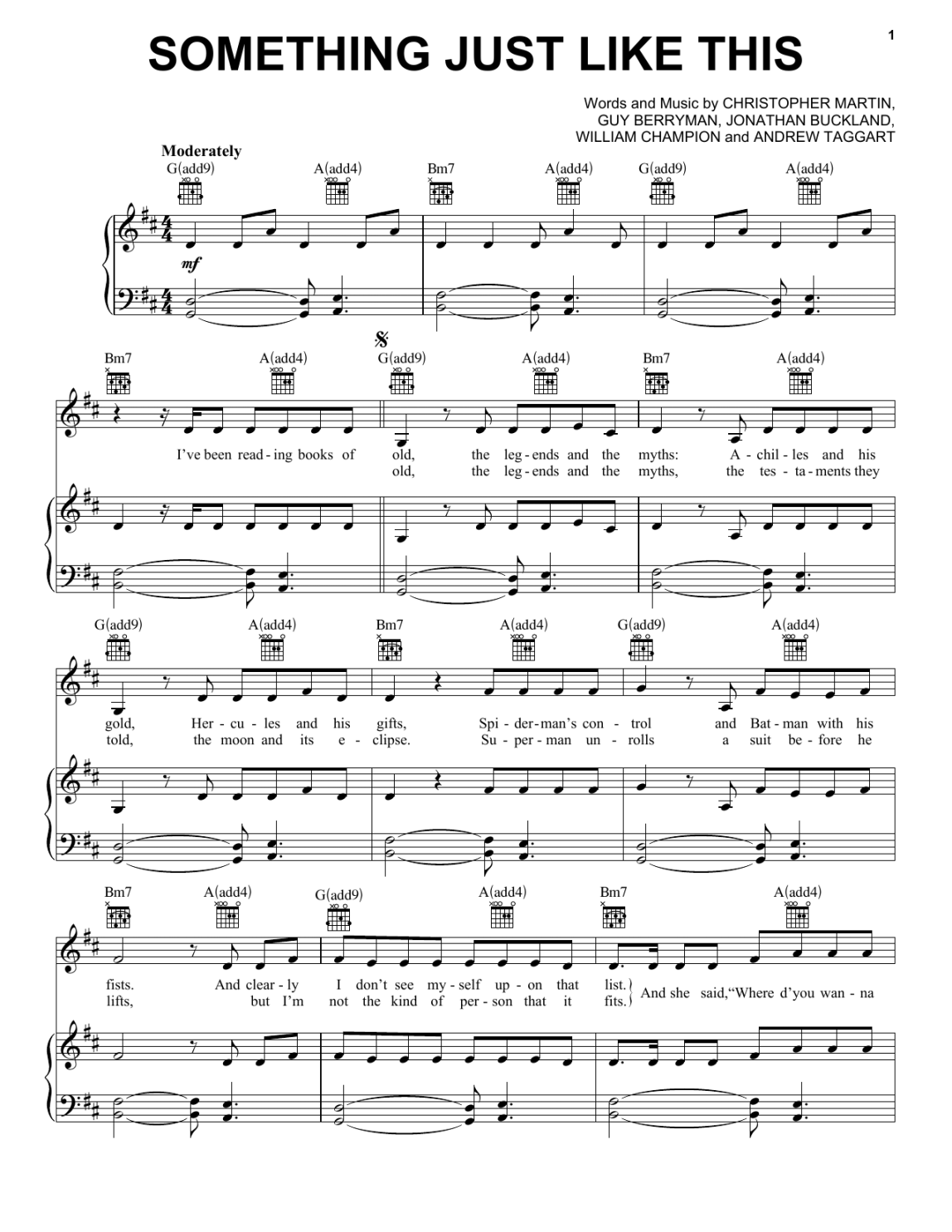 Something Just Like This Sheet Music  The Chainsmokers & Coldplay
