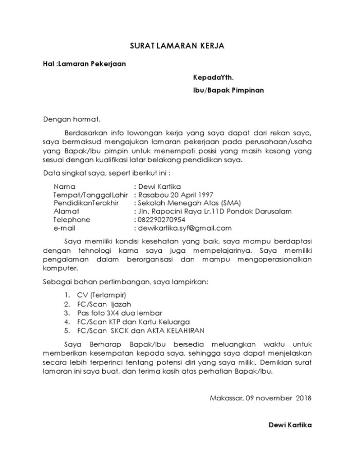 Surat Lamaran (Soft File)  PDF