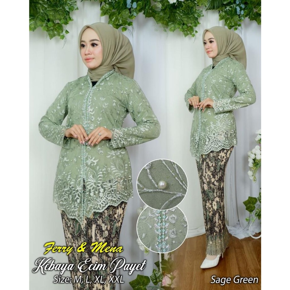 Tunik kebaya tille encim payet Kebaya modern Kebaya pesta Baju outfit pesta  pernikahan tunangan modis dan cantik by lili kebaya