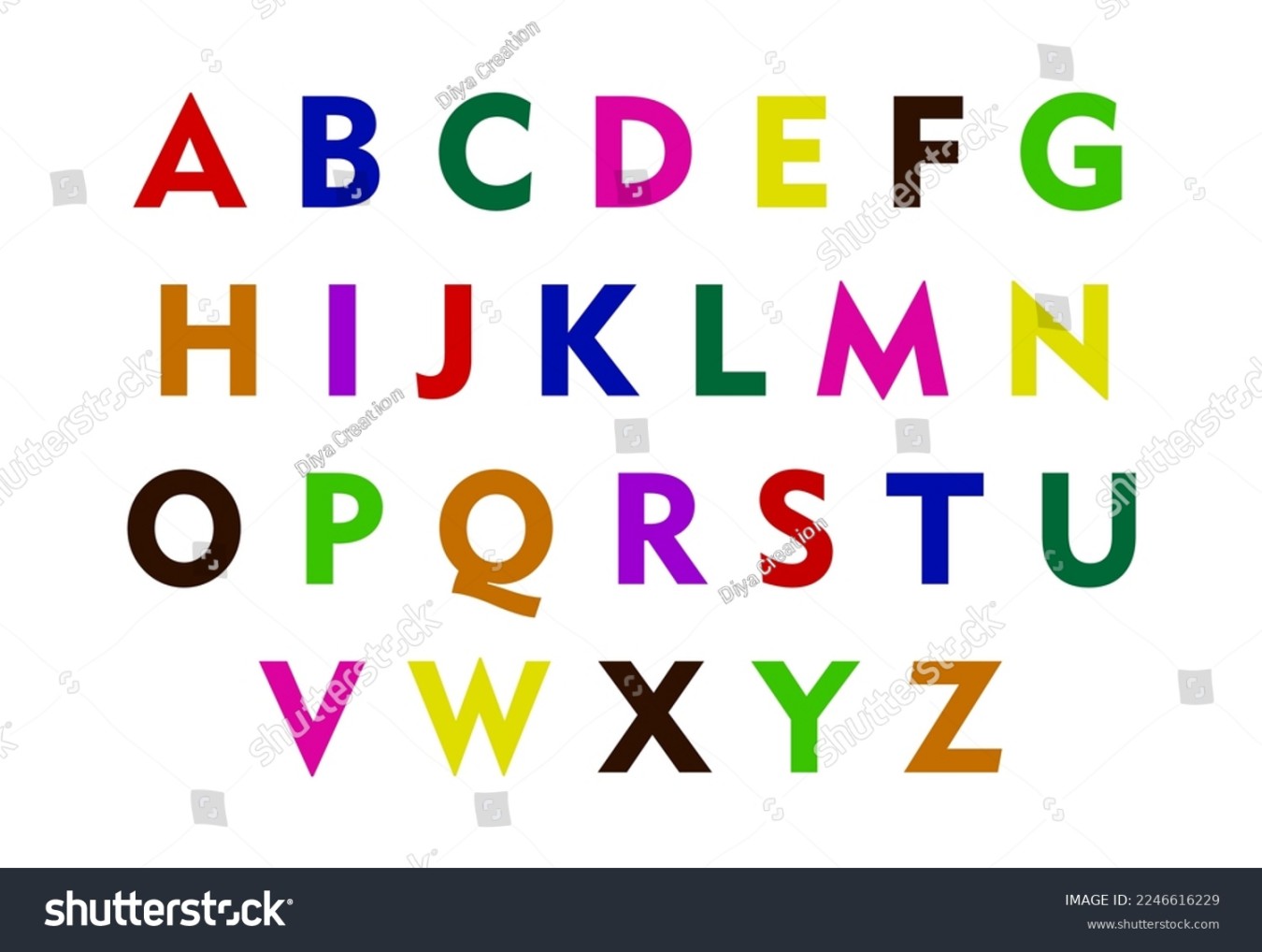Vektor Stok Alphabet Abcd Letters Teaching Text Drawing (Tanpa