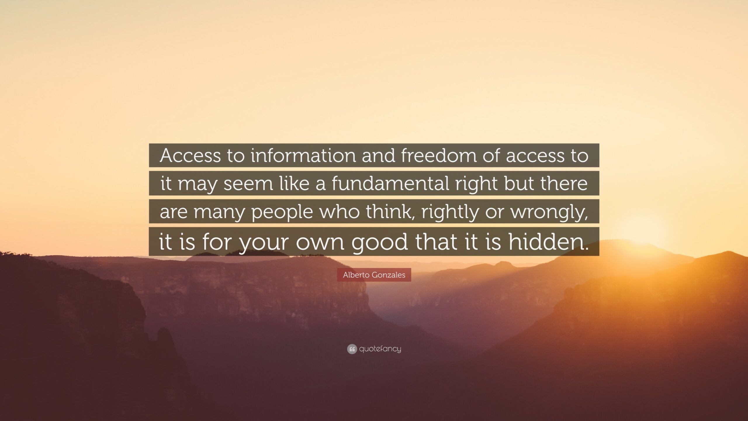 Alberto Gonzales Quote: “Access to information and freedom of