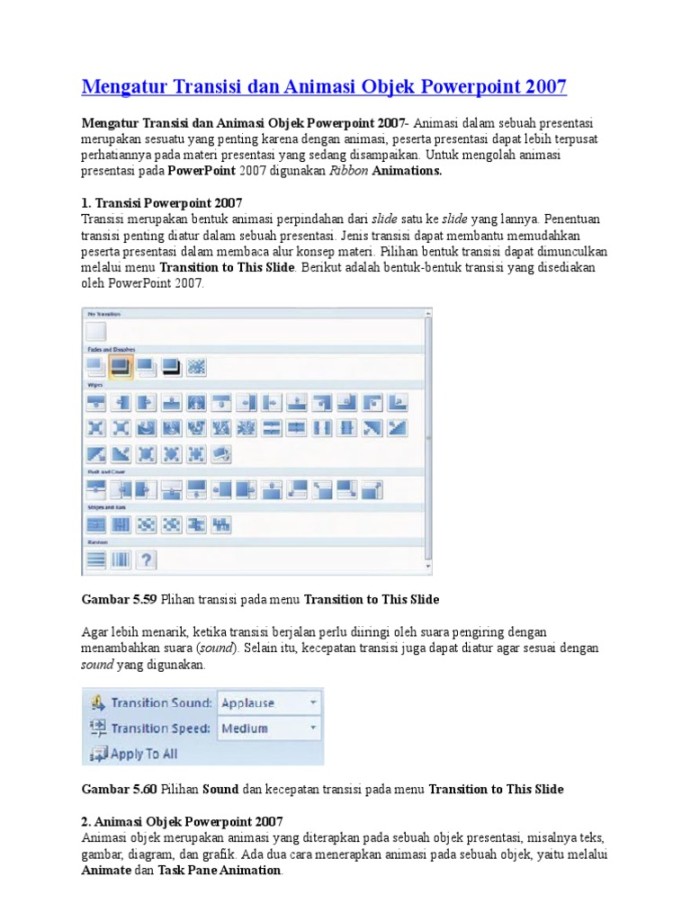 Animasi Dan Transisi Pada Power Point  PDF