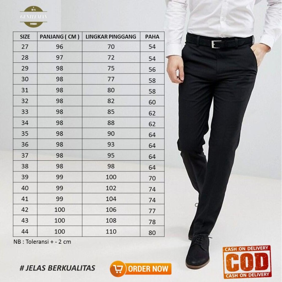 Celana Slim Fit Warna Hitam Kantoran