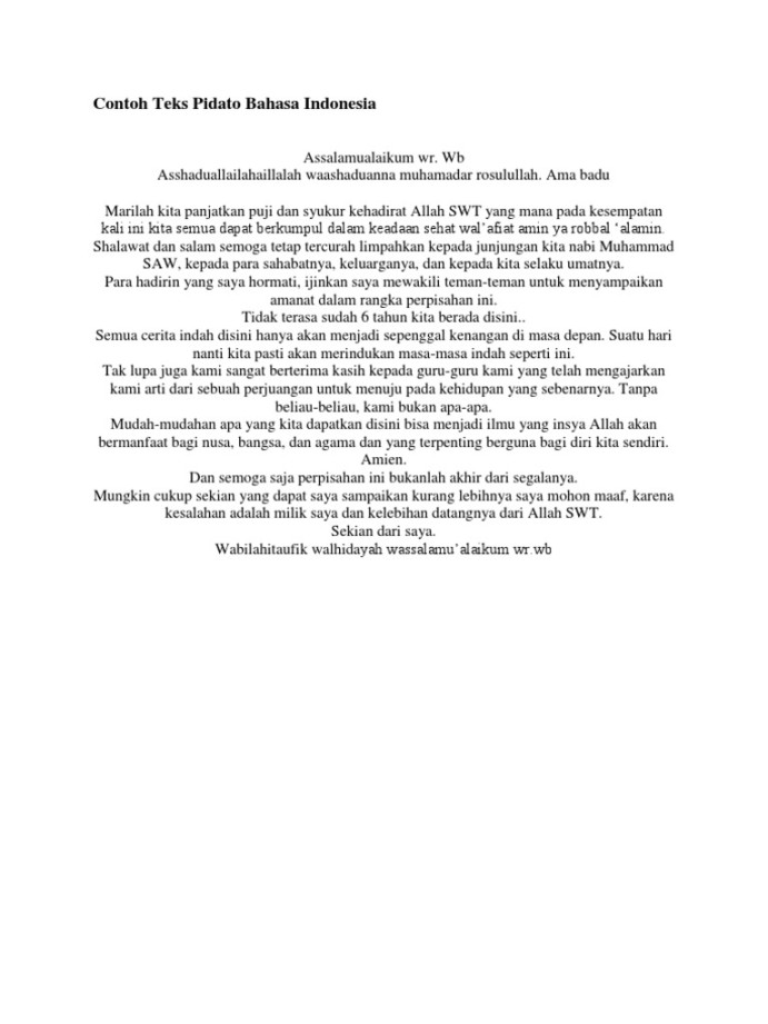 Contoh Teks Pidato Bahasa Indonesia  PDF