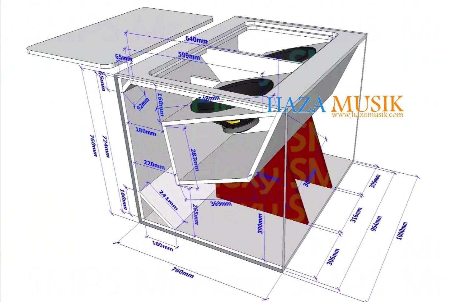 Gambar ukuran box speaker inch doble turbo  Subwoofer box