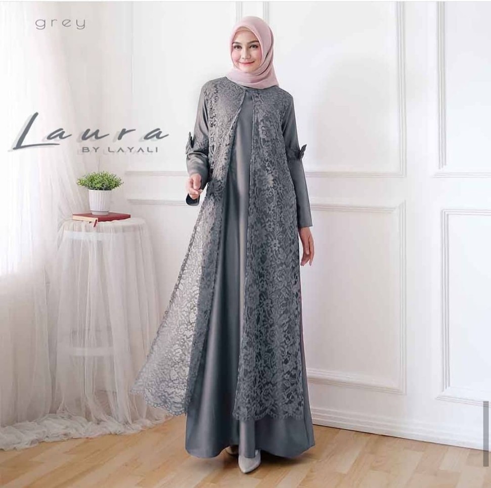 JBM Gamis LAURA MAXY Moscrepe Mix Brukat Terusan Wanita Paling