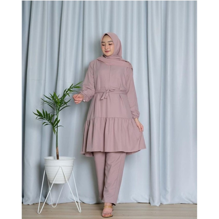 Jual Setelan Baju Muslim Wanita Atas Bawah Tunik Fashion  Shopee