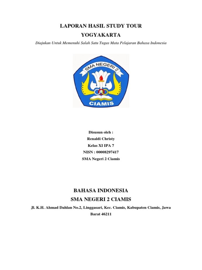Laporan Hasil Study Tour Ke Yogyakarta  PDF