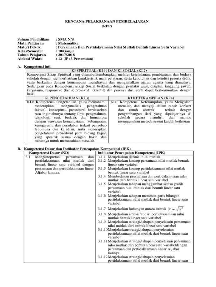 RPP Revisi  Matematika Wajib Kelas  SMA  PDF