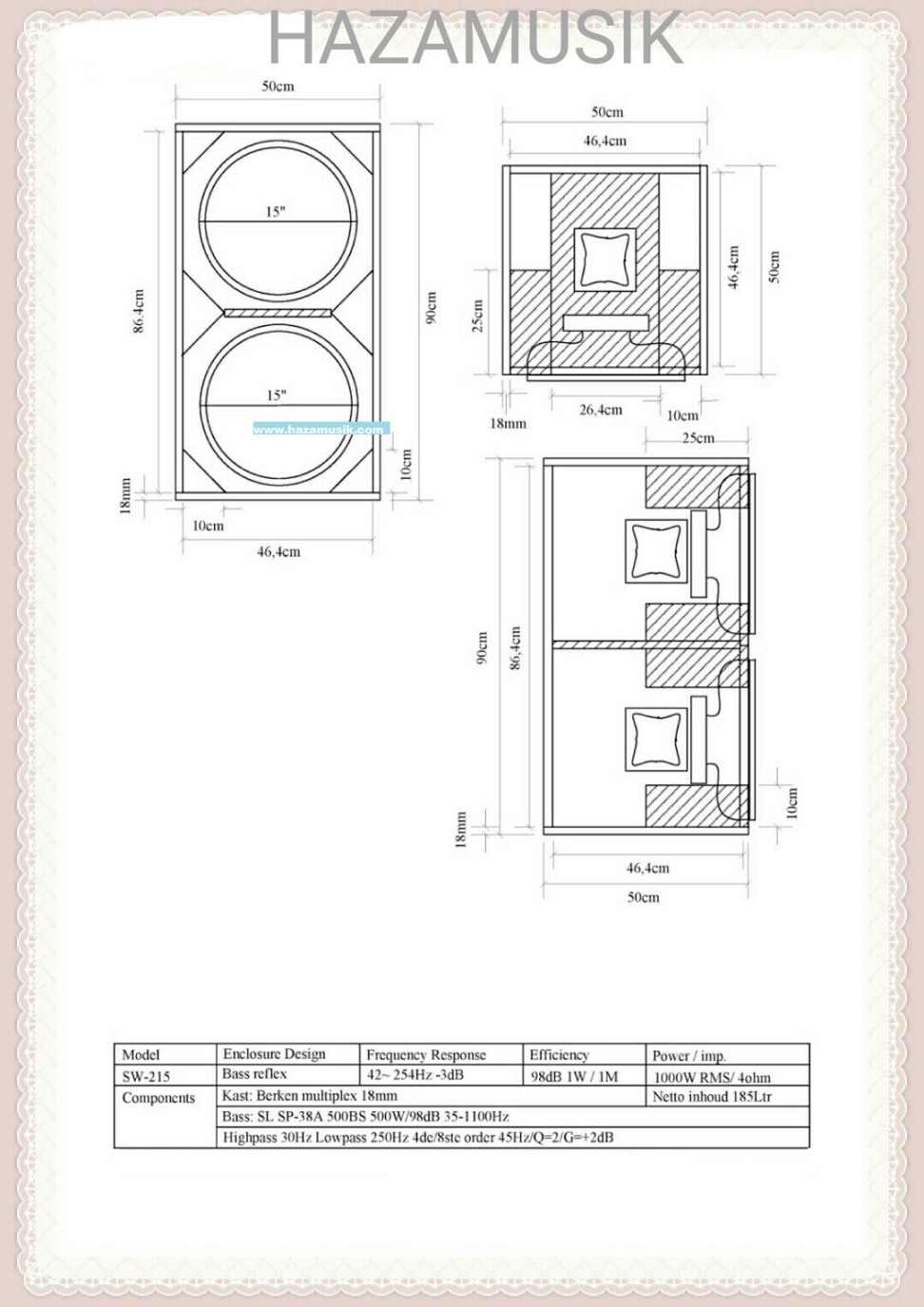 skema box speaker inch isi  subwoofer lapangan - HAZA MUSIK